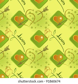 Love seamless pattern  with roses and hearts
