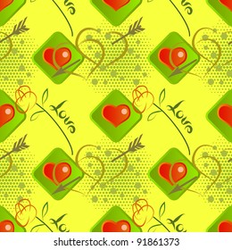 Love seamless pattern   with roses and hearts