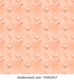 Love seamless pattern   with roses and hearts