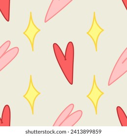Love seamless pattern. Valentine Day Xo xo. vector hand drawn xoxo text and heart