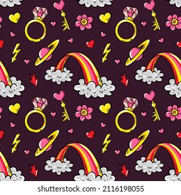 Love seamless pattern. Valentines Day design. Vector illustration