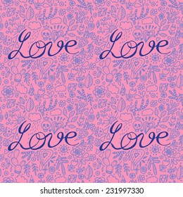 Love seamless pattern. Vector illustration.