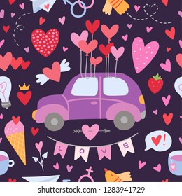 Love seamless vector pattern. Cute background for wedding and Saint Valentine's Day decoration