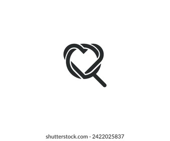 Love Search Heart Logo Concept icon symbol sign Design Element. Medical, Love, Health Care, Valentine's Day Logotype. Vector illustration template