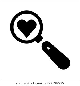 Love Search Icon. Heart and love find vector symbol. Dating and people search sign.