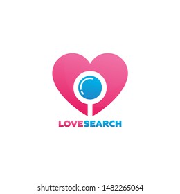 Love Search Logo Template Design Vector, Emblem, Design Concept, Creative Symbol, Icon