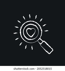 Love Searching chalk icon. Vector isolated black illustration