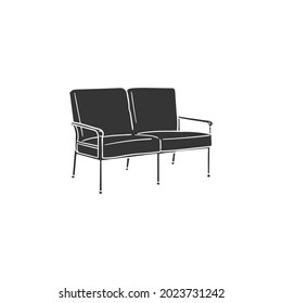 Love Seat Furniture Icon Silhouette Illustration. Double Chair Vector Graphic Pictogram Symbol Clip Art. Doodle Sketch Black Sign.