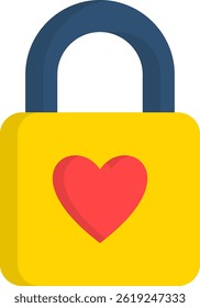 Love Security Icon Flat Vector Illustration