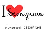 I love Seongnam, city of South Korea. Hand drawn letters with red heart. Vector illustration lettering, modern design for print t shirt, banner, poster, sticker or label.