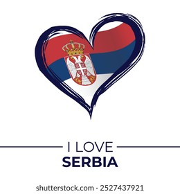 I Love Serbia Banner with Flag in Heart. Serbia love Emblem Isolated on White Background. Vector, Illustration, Isolated, Love, Background.