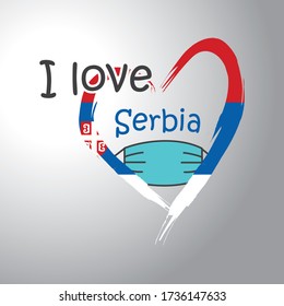 I love Serbia. Medical face mask on heart