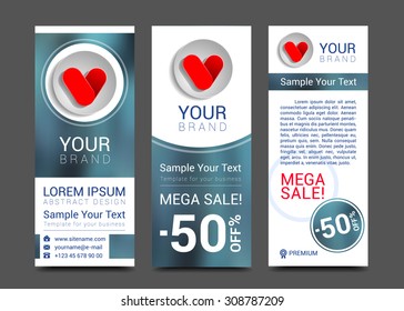 Love set of banners creative heart shape.