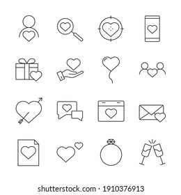 icono conjunto de amor, icono de signo de conjunto de amor aislado, ilustración vectorial