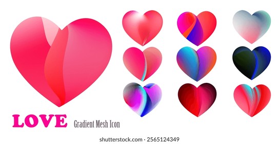 Love Set Illustration designed using gradient mesh technique in three-dimensional view, wedding invitation, greeting card, promotional poster, romantic event.