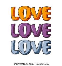 Love set. Logo for Valentines day in warm colors.