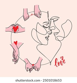 Love, set of Two hands holding together, Different gestures,love relationship concept,