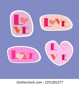 Love. Set of Valentine's icon with hearts. Vector illustration.