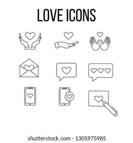Love set; vector icon,  graphic symbol isolated on white. Great for wedding, engagement or wedding.
