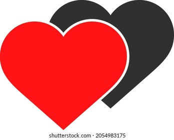 Ilustración vectorial de sombra de amor. Ilustración plana de diseño icónico de sombra de amor, aislado en un fondo blanco.