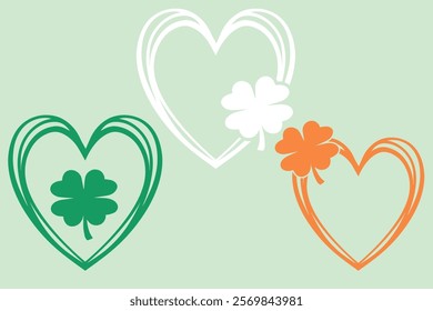 Love Shamrock Arts, Retro heart, St Patrick's Day, St. Patrick's Day t-shirt design, Shirt Print Template, Shenanigans Irish Shirt, 17 march, Heart with Four leaf clover