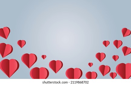 Fondo de la forma del amor en el estilo de corte de papel para el diseño de la postal, el afiche, la tarjeta de felicitación de San Valentín
