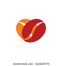 love shape coffee bean drink symbol decoration vector 