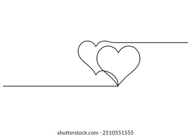 Forma de amor contínuo um desenho de linha de contorno isolado arte e coração forma vetor ícone