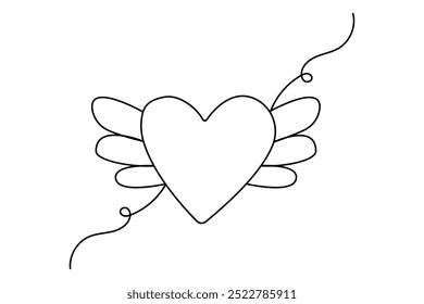 Love shape continuous one line drawing and simple valentines day vector illustration