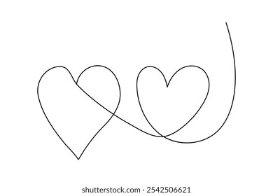 Love Form kontinuierliche einzeilige Zeichnung und Valentinstag einfache einzelne Umriss Vektor Design
