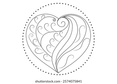 Love shape continuous one line art drawing of hard shape outline line vector  illustration