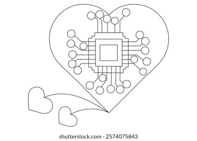 Love shape continuous one line art drawing of hard shape outline line vector  illustration