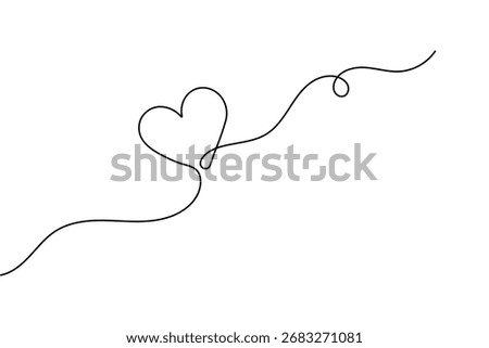 Love shape continuous one line drawing minimalist style simple outline vector illustration 