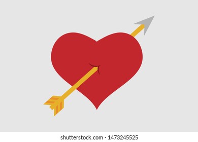 a love shape with cupid arrow flat design vector illustration