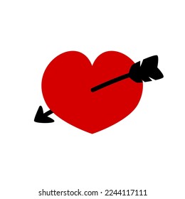 love shape and an cupid arrow. valentine vector graphic template.