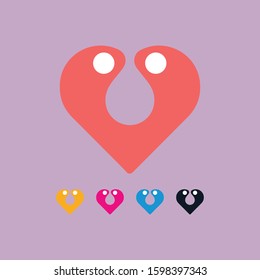 Love Shape Cute Logo Template with Various Types of Color