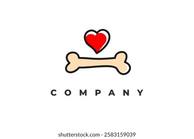 love shape and dog hand drawn style logo