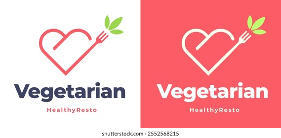 Love shape with fork logo icon design for restaurant logo template vector illustration