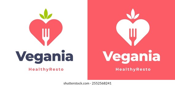 Love shape with fork logo icon design for restaurant logo template vector illustration