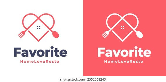 Love shape with fork spoon knife logo icon design for restaurant logo template vector illustration