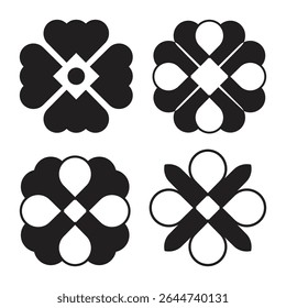 Love shape green and black pattern vector mandala 