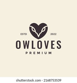 forma de amor con diseño de logotipo de búho de cabeza símbolo gráfico vectorial ilustración de icono idea creativa