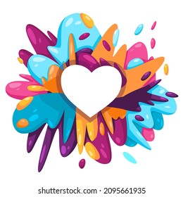 love shape heart icon in colorful splat paint liquid splashing ink splash vector design creative illustration