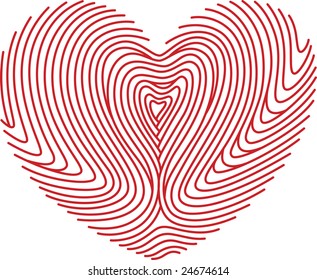 A love shape illustrated with lines similar with hand print.