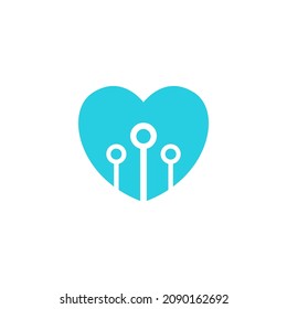 forma de amor con línea conectar punto tech símbolo de logotipo icono vector gráfico ilustración idea creativa 