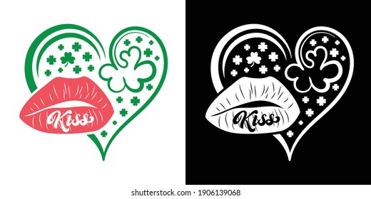 Love Shape With Lips Kiss Printable Vector Illustration