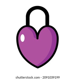 love shape lock, pink love shape simple padlock vector