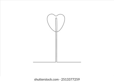 projeto de ilustração de vetor de linha contínua de pirulito de forma de amor	