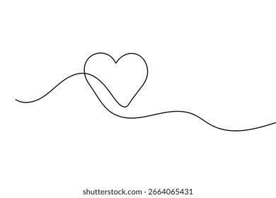 Ilustração do vetor do contorno da forma do amor no desenho isolado do estilo minimalista de uma linha contínua