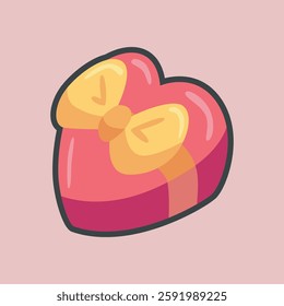 love shape package gift in outline flat vector design